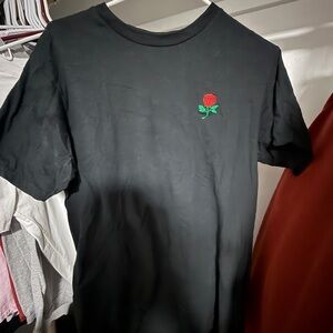 Eighty Eight Black Tee with Red Rose Accent